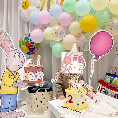 波西和皮普主题生日布置装饰三周岁男女孩儿童场景装扮KT板背景墙