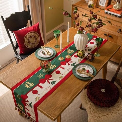 新年喜庆氛围感桌旗桌布装饰条轻奢高级I感茶几餐桌电视柜长条台