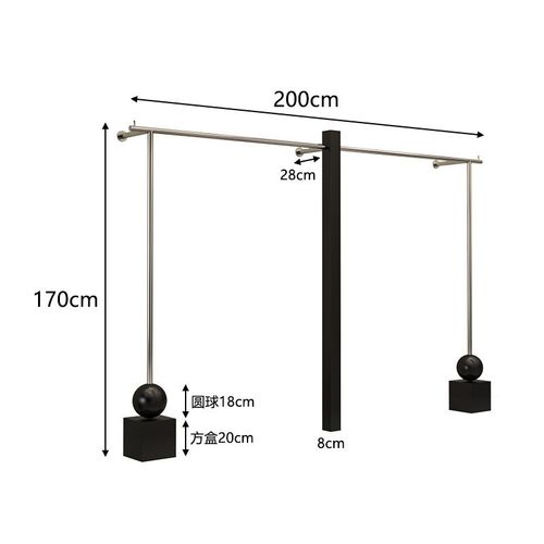服装店不锈钢展示架上墙壁挂式衣架黑G色陈列侧挂架男女装店专用