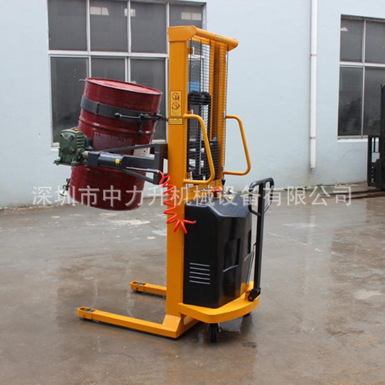 半电动油桶堆高车油桶升高倒料车电升电翻油桶翻转搬运车气动防爆