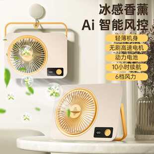 新款显数桌面小风扇可挂多功能大风力充电插电挂壁超薄小型风扇