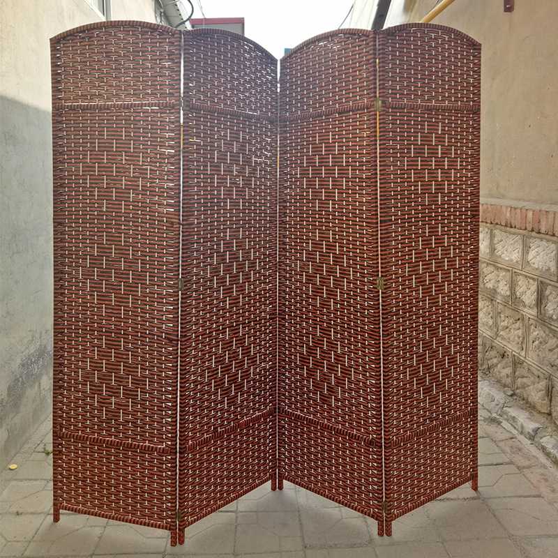 简易田园藤编屏风 客厅隔断玄关办公室折叠屏风隔断 木草编屏风