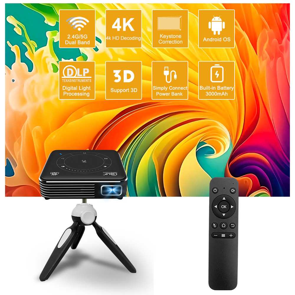 P11 4+32G投影仪4K高清DLP迷你口袋3D智能微型投影仪便携式家用投