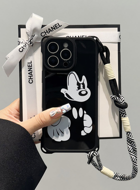 个性黑色米奇适用华为pura70pro手机壳pura80pro新款mate70保护套mate60pro斜跨p60挂绳众p50防摔nova13/14套