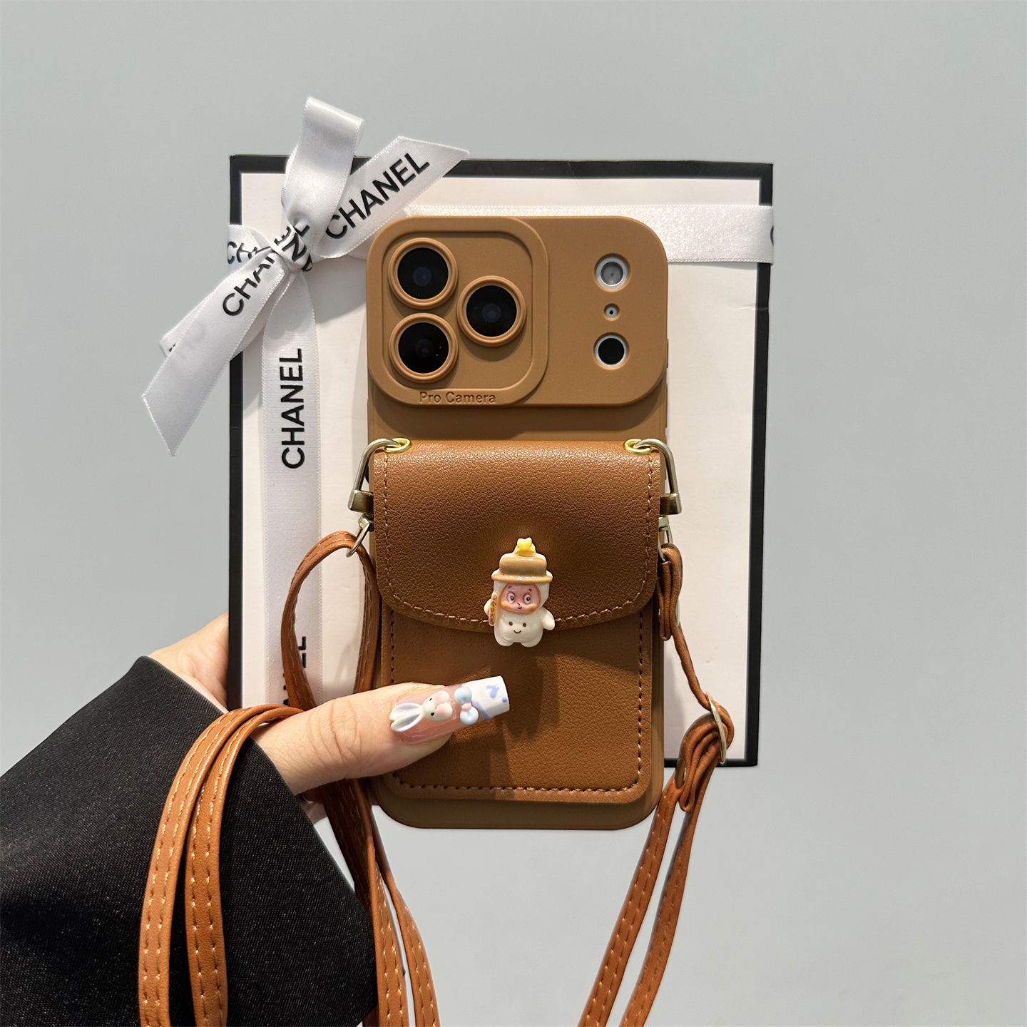 立体星星小人卡包手机壳带挂绳