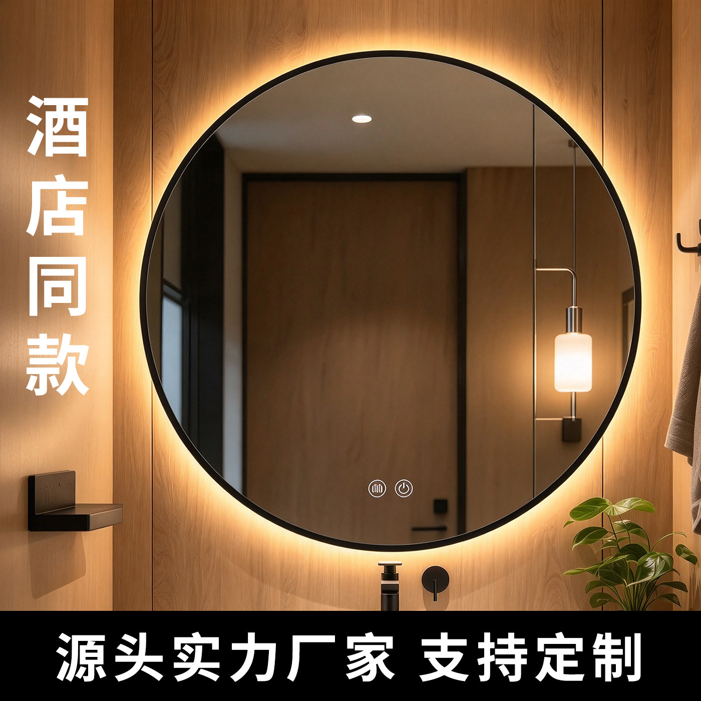 圆形镜子智能浴室镜厕所卫生间带灯led触摸化妆镜卫浴发光壁挂