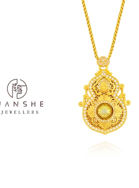 NANSHE/南奢 铜合金【人生四美】镀K金新中式葫芦项链L925