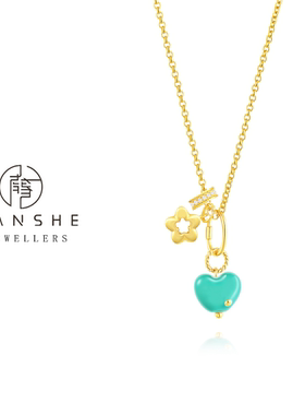NANSHE/南奢 镀k金新中式复古爱心小花女神项链 L1498