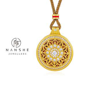 L943 如意绳古法金花丝白钻镶嵌点钻八宝罗盘项链 NANSHE 南奢