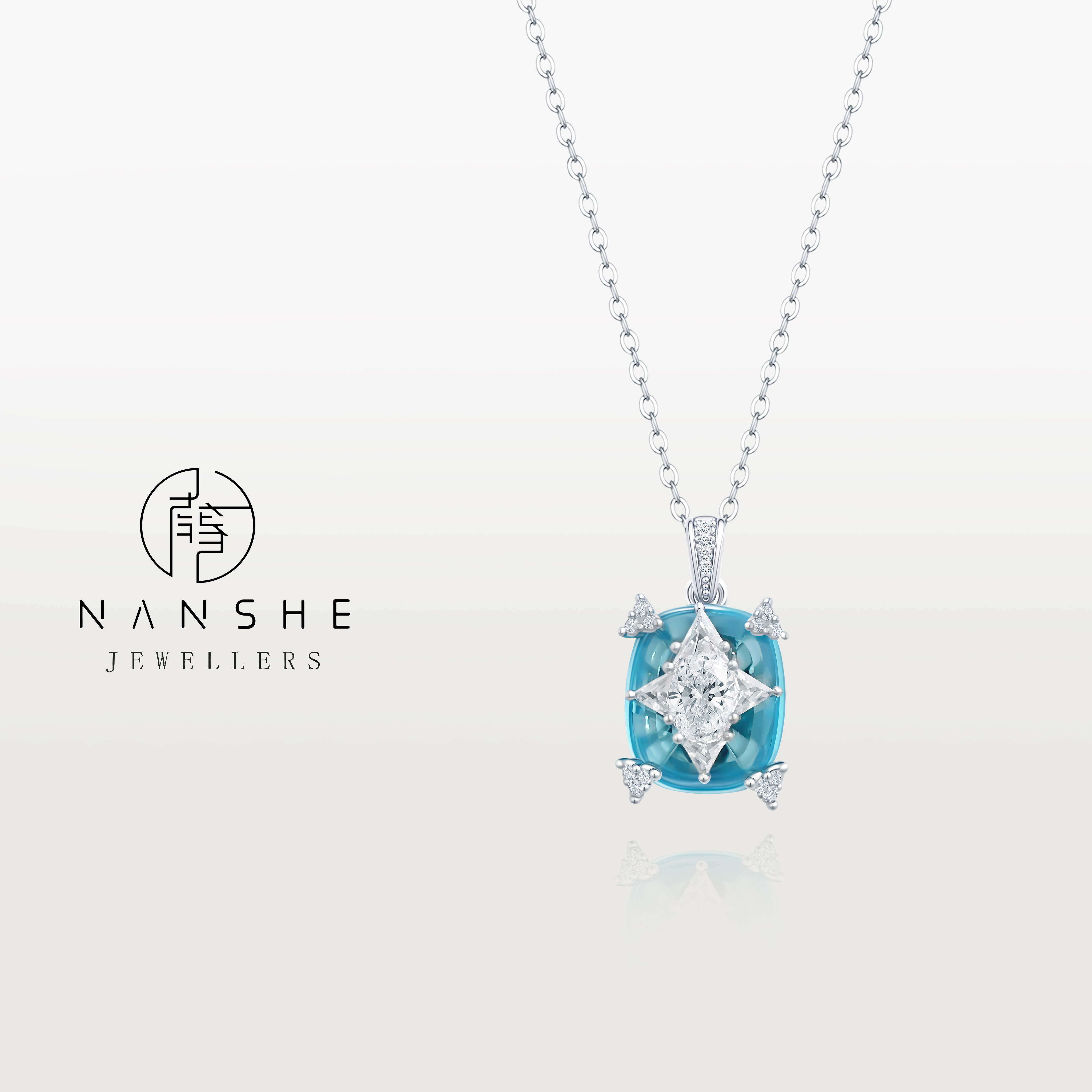 NANSHE/南奢 薄荷曼波耳钉蓝色轻奢高级手工耳环 L1559