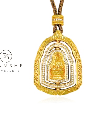 NANSHE/南奢【大日如来佛】可旋转佛牌吊坠錾刻项链