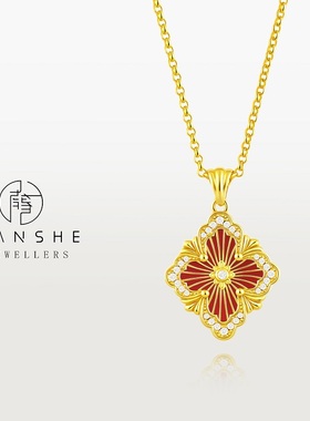 NANSHE/南奢 三色时尚轻奢拉丝四叶花项链精致