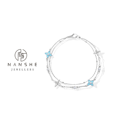 NANSHE/南奢 星辰大海轻奢时尚蓝色四叶草手链L1225