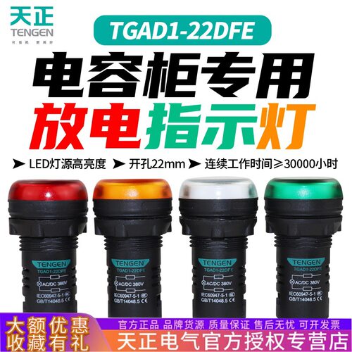 TENGEN天正TGAD1-22DFE电容柜专用放电指示灯放电装置信号灯380V