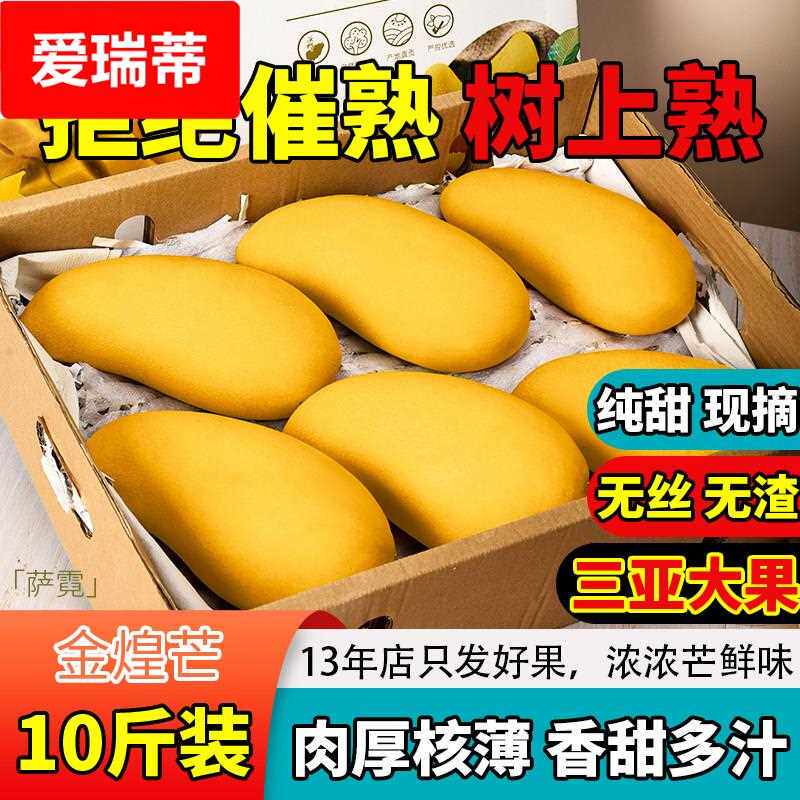 海南金煌芒树熟新鲜芒果一级新鲜黄皮特大果三亚水果甜水仙芒礼盒