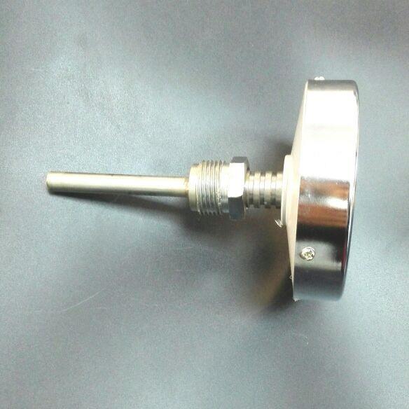 。轴向双金属温度计 0-50℃ 尾杆长70mm 螺纹m27x2 表盘直径100mm