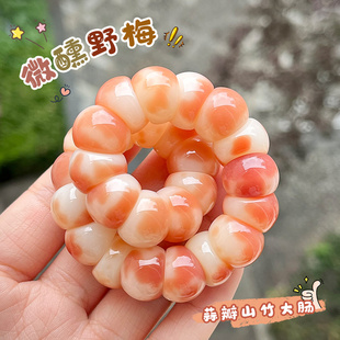 粉飘花皮山竹蒜瓣菩提根手串猪大肠学生绕指柔静音盘玩文玩手链女