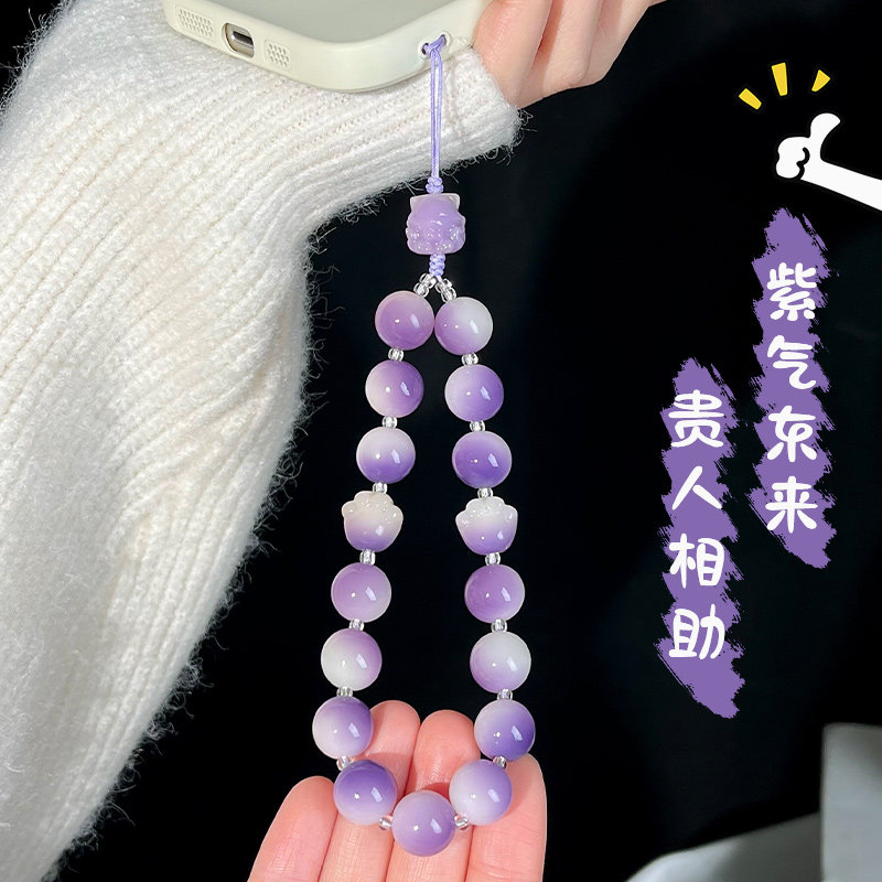 菩提根国风清冷温柔手机链手腕款防摔挂绳挂件招财猫百搭手机链图片