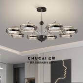 高档黑色中山灯具 极简设计师大厅灯2025新款 出彩 客厅吊灯意式