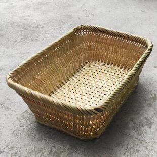 贵州竹编长方形篮子猫窝收纳筐全新青竹皮手工竹编宠物床四季通透