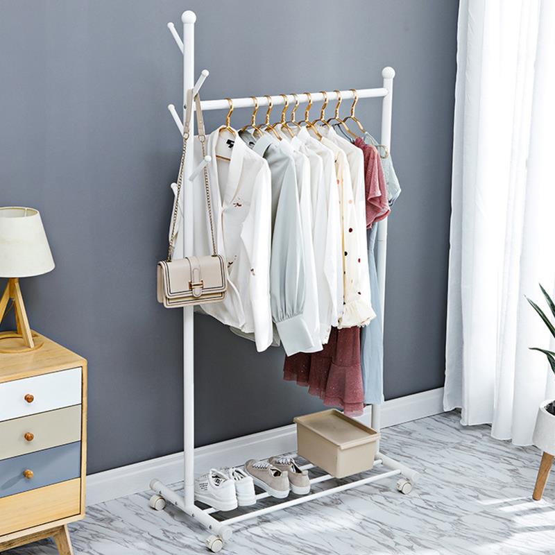 挂衣架卧室家用衣帽架落地小型单杆式挂衣服架移动阳台室内晾衣架