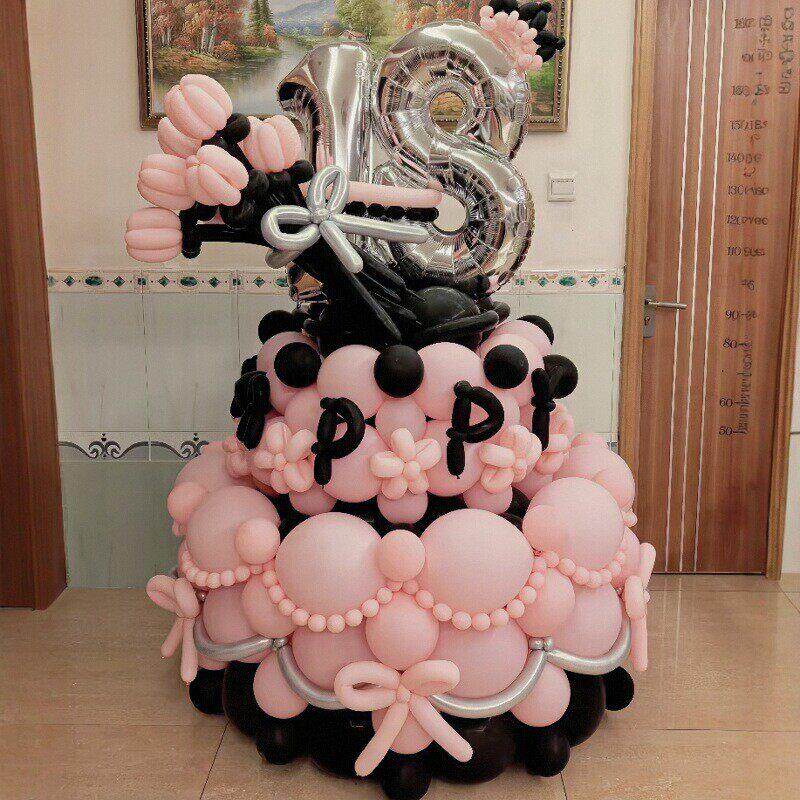 彩色多巴胺色系生日气球蛋糕材料包生日派对惊喜布置拍照氛围感