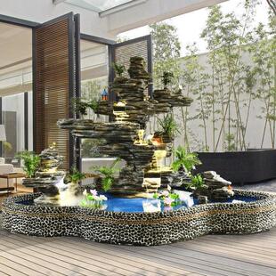 大型假山流水喷泉鱼缸风水轮盆景摆件室内庭院别墅鱼池瀑布造景