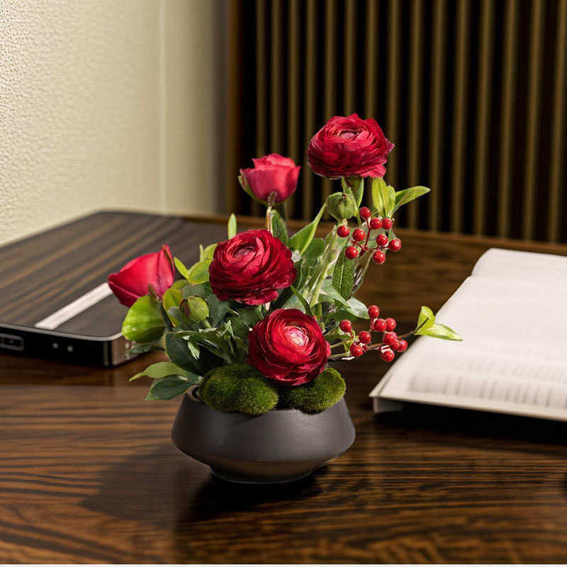 陆莲红小黑盆样板间玫瑰花仿真花售楼处假花摆设客厅装饰花卉高档,家居饰品,仿真花/假花,淘宝优惠券,粉丝福利购,淘宝优惠卷