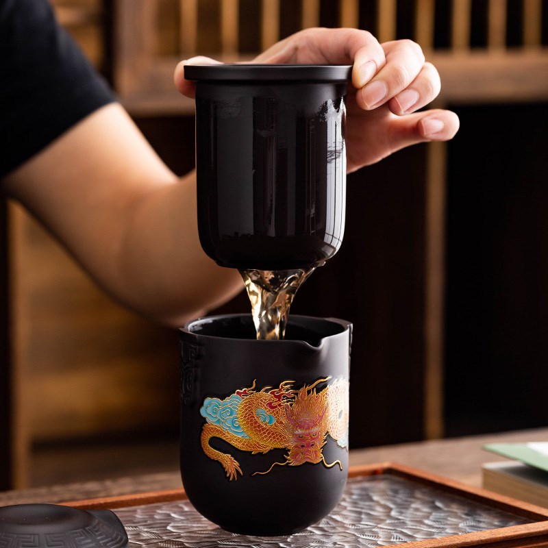 紫砂旅行茶具套装遇热变色茶壶便携包快客杯一壶六杯防烫懒人泡茶