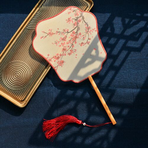 飞仙仿真丝半透明古风印花团扇