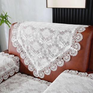 唯米9935百搭白色蕾丝接待会议办公室单人位会客沙发巾靠背巾罩套