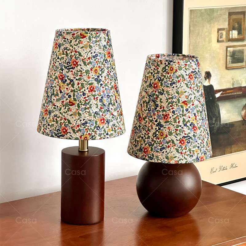 装饰台灯复古实木百搭小清新卧室床头灯法式浪漫氛围感布艺灯casa