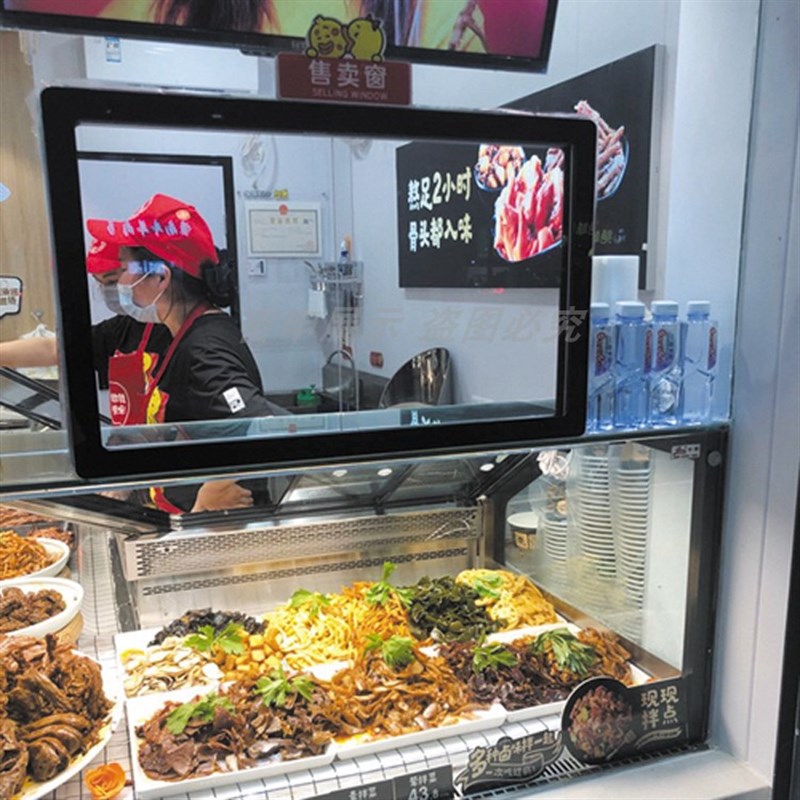 亚克力熟食卤菜店窗口菜市场玻璃门洞饭店传菜口出菜口久久鸭移门