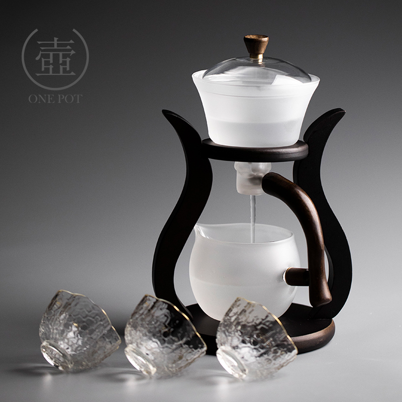 耐热玻璃懒人半自动茶具套装家用会客磨砂磁吸泡茶壶功夫泡茶神器