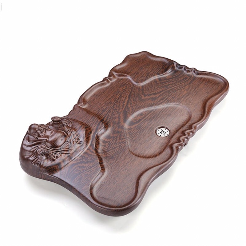 实木茶盘排水式功夫茶海鸡翅纹整块茶托全自动烧水干泡台家用泡茶