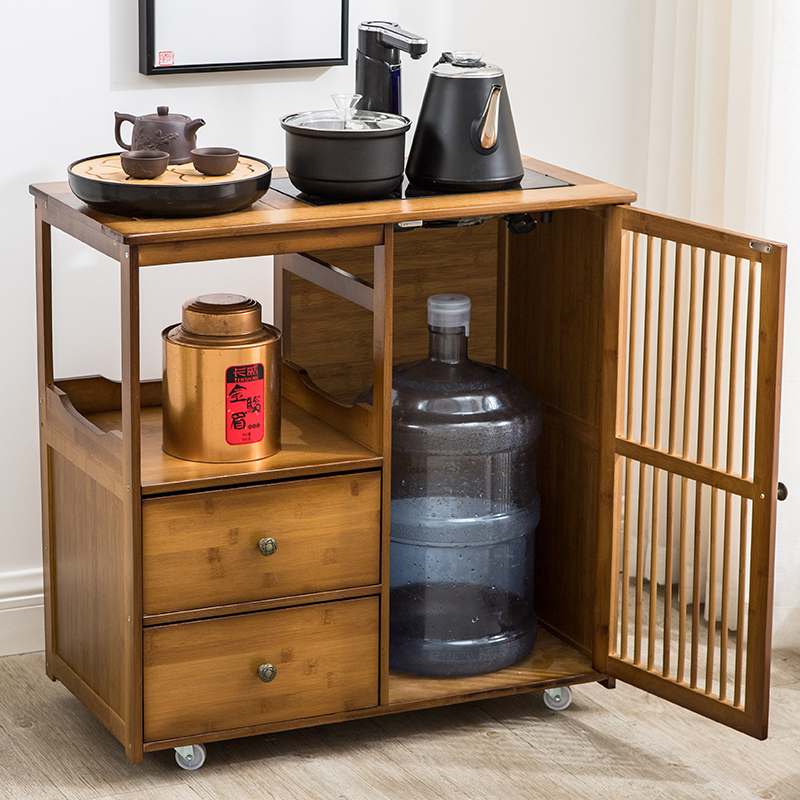 移动小茶几家用实木茶台边柜烧水壶一体泡茶桌茶水柜茶具置物架子