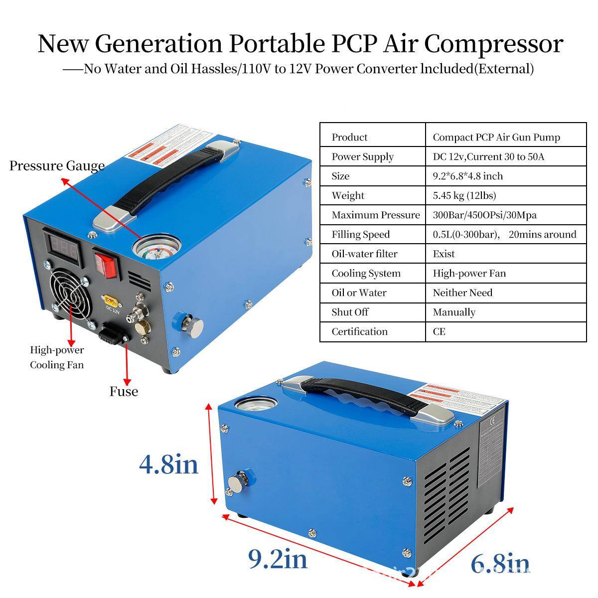 气2024款A跨境外置220v-110v-12v高压车P载打气220机30M充泵4500