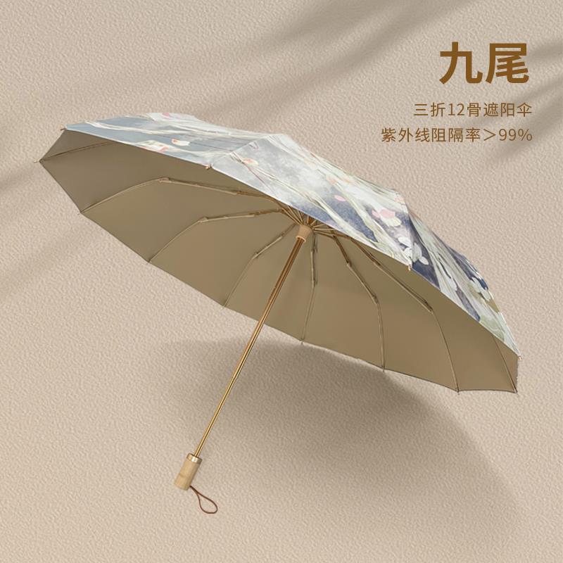高档伞女晴雨两用伞号太晒阳伞防雨防紫外线复古大古风长直柄遮阳