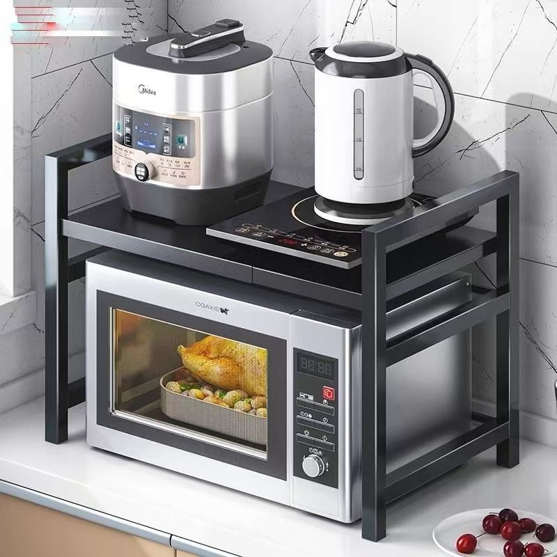 微波炉厨房置物架伸缩电饭锅家用架子台面支架烤箱多Y功能收纳双