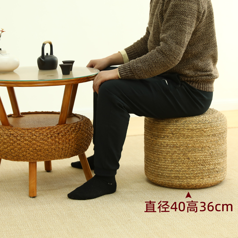 藤编蒲团凳子家用矮凳榻榻米坐墩加厚坐垫地上创意露营Z小圆凳舒