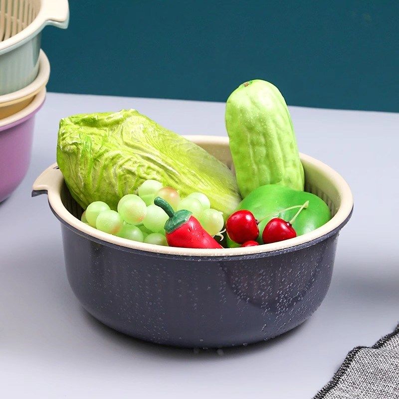 双层多巴胺沥水篮家用可爱水果篮子滤水二合一果盘洗菜篮备菜盆,厨房/烹饪用具,配菜/备菜盘,淘宝优惠券,粉丝福利购,淘宝优惠卷