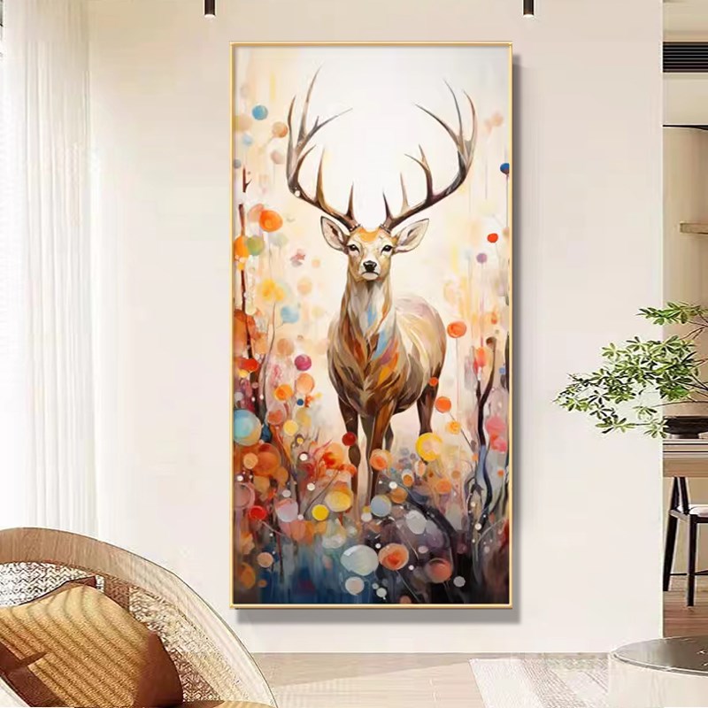 梅花鹿钻石绣2024新款玄关x生财有鹿点钻十字绣满钻吉祥麋鹿高级