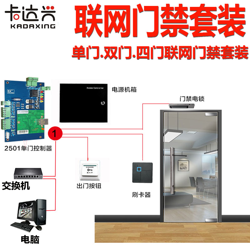 联网门禁套装h微耕联网门禁门禁读卡器门禁控O制器门禁电锁门禁系