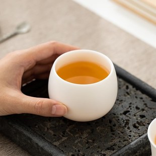 定制茶杯单个德化白瓷功夫茶具品茗杯陶瓷单杯 素烧羊脂玉主人杯