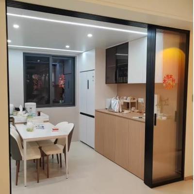 完美系统三四联动推拉门卫生间厨房隔断极窄玻璃无地单吊轨道移门