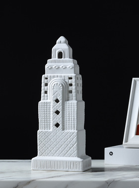 抽象大厦摆件现代北欧意式风抽象建筑陶瓷工艺品 家居软装饰品