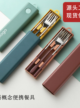 2025新款304不锈钢户外餐具套装三件套抽拉式筷子勺子叉子