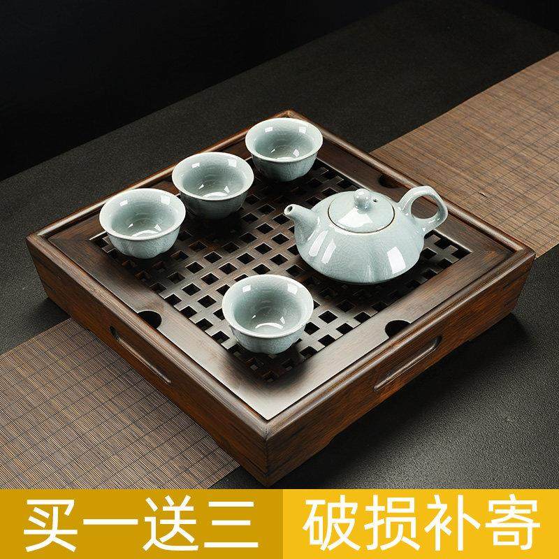 方形复古中式方格盛水茶盘楠竹古典储水式居家用会客茶台功夫茶具,餐饮具,茶盘,淘宝优惠券,粉丝福利购,淘宝优惠卷
