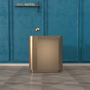 商店前台小收银柜台青铜餐厅迎宾台咨询台餐厅客人台彩绘前台