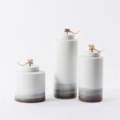 新中式 水墨陶瓷摆件铜蜻蜓茶室会所别墅售楼处客厅玄关柜装 饰摆设